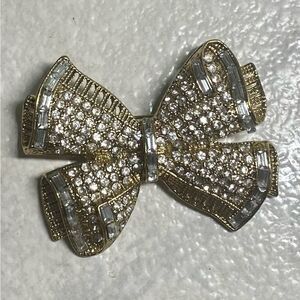 Napier Rhinestone Bow Brooch